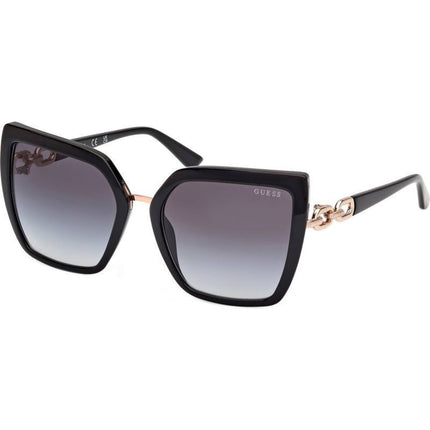 Guess Women's Sunglasses - Shiny Black Acetate Butterfly Shape Frame | GU00160 5501B ,