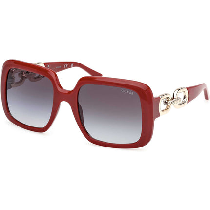 Guess Women's Sunglasses - Shiny Red Acetate Square Full Rim Frame | GU00161 5666B ,