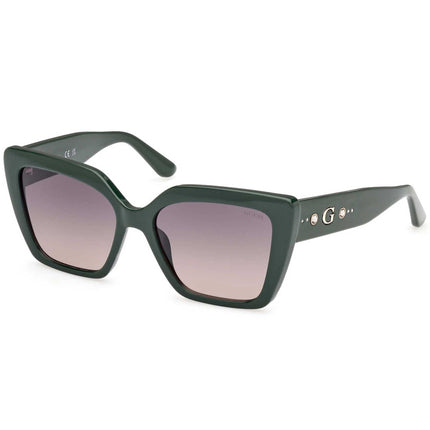 Guess Women's Sunglasses - Shiny Dark Green Acetate Butterfly Full Rim | GU00162 5596B ,