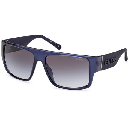 Guess Men's Sunglasses - Shiny Blue Acetate Rectangular Full Rim Frame | GU00165 5990B ,