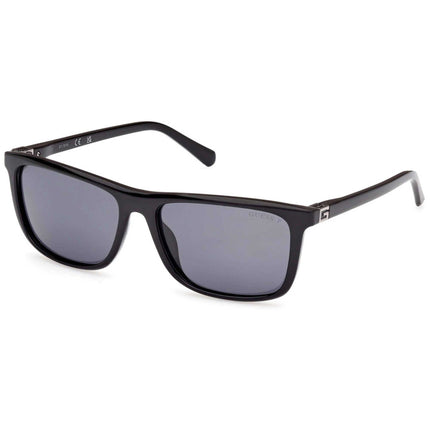 Guess Men's Sunglasses - Shiny Black Acetate Rectangular Shape Frame | GU00169 5801D ,