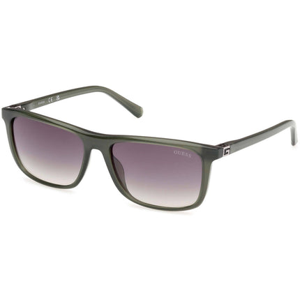 Guess Men's Sunglasses - Shiny Dark Green Acetate Rectangular Full Rim | GU00169 5896P ,