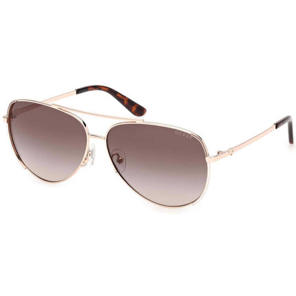 Guess Women's Sunglasses - Shiny Rose Gold Metal Aviator Shape Frame | GU00193 5828F ,