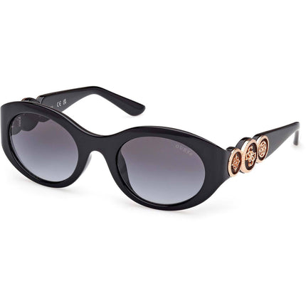 Guess Women's Sunglasses - Shiny Black Plastic Oval Full Rim Frame | GU00198 H 5301B ,