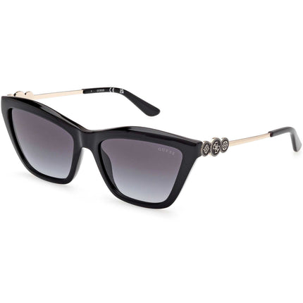 Guess Women's Sunglasses - Shiny Black Plastic Cat Eye Full Rim Frame | GU00199 5601B ,