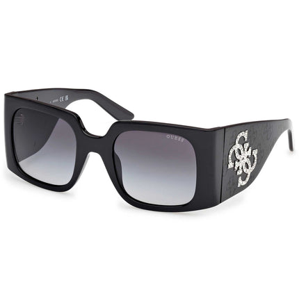 Guess Women's Sunglasses - Shiny Black Plastic Square Full Rim Frame | GU00201 H 5301B ,