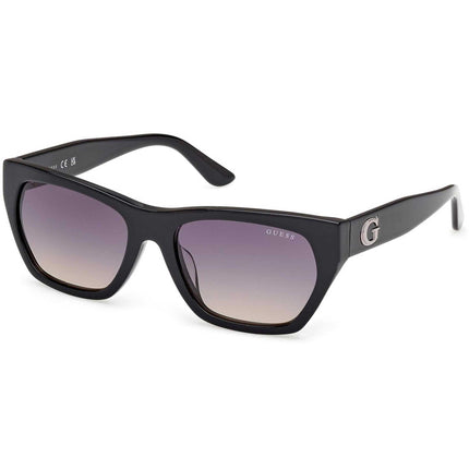 Guess Women's Sunglasses - Shiny Black Plastic Cat Eye Shape Frame | GU00203 H 5601B ,