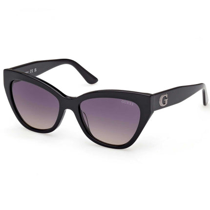 Guess Women's Sunglasses - Shiny Black Acetate Cat Eye Full Rim Frame | GU00204 5501B ,