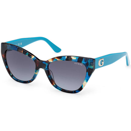 Guess Women's Sunglasses - Shiny Turquoise Acetate Cat Eye Shape Frame | GU00204 5587P ,