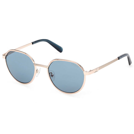 Guess Men's Sunglasses - Gold Metal Oval Full Rim Frame Blue Lens | GU00207 5132V ,