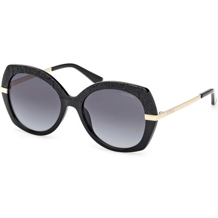 Guess Women's Sunglasses - Shiny Black Injected Plastic Butterfly | GU00215 5501B ,