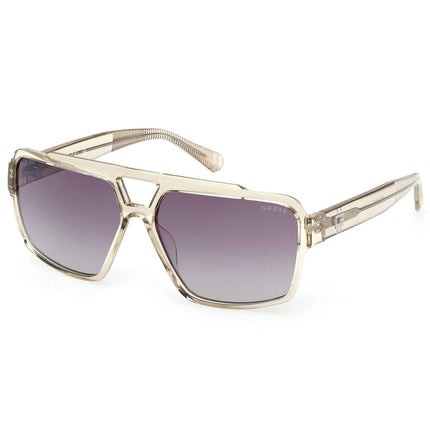 Guess Men's Sunglasses - Shiny Beige Plastic Navigator Full Rim Frame | GU00223 6157Z ,