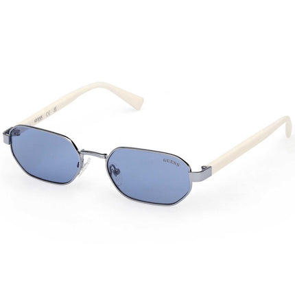 Guess Unisex Sunglasses - Shiny Light Blue Metal Geometric Shape Frame | GU00231 5384V ,
