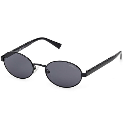 Guess Unisex Sunglasses - Shiny Black Metal Oval Shape Full Rim Frame | GU00232 5401A ,