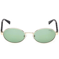 Guess Unisex Sunglasses - Gold Metal Oval Full Rim Frame Green Lens | GU00232 5432N ,
