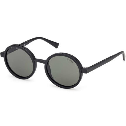 Guess Unisex Sunglasses - Matte Black Acetate Round Full Rim Frame | GU00234 5002N ,