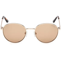Guess Unisex Sunglasses - Gold Metal Round Full Rim Frame Brown Lens | GU00237 4832E ,