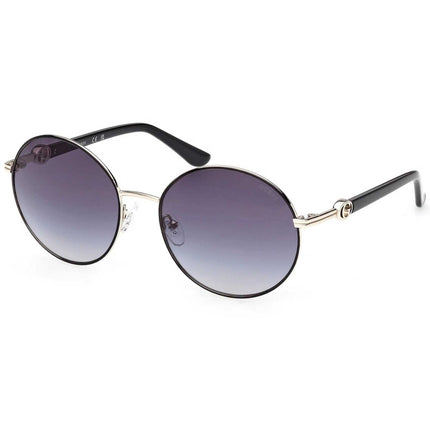 Guess Women's Sunglasses - Shiny Black Metal Round Full Rim Frame | GU00260 5601B ,