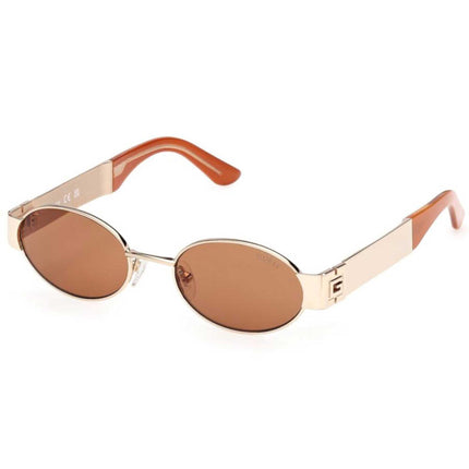 Guess Women's Sunglasses - Gold Metal Oval Full Rim Frame Brown Lens | GU00262 5032E ,