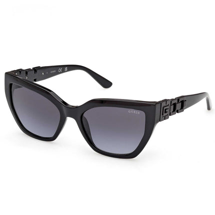 Guess Women's Sunglasses - Shiny Black Plastic Cat Eye Full Rim Frame | GU00264 5501B ,