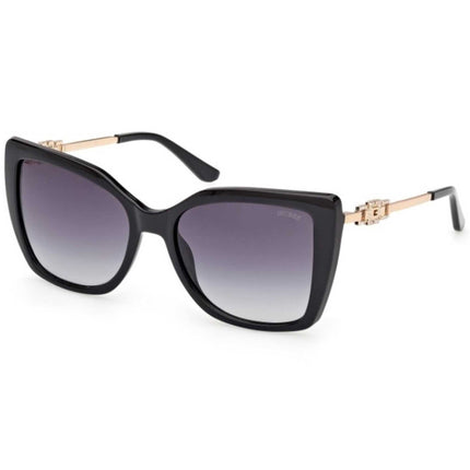 Guess Women's Sunglasses - Shiny Black Acetate Butterfly Shape Frame | GU00266 5601B ,