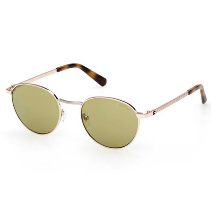 Guess Men's Sunglasses - Gold Metal Oval Full Rim Frame Green Lens | GU00272 5132N ,