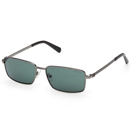 Guess Men's Sunglasses - Shiny Gunmetal Metal Rectangular Shape Frame | GU00273 5608N ,