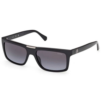 Guess Men's Sunglasses - Shiny Black Acetate Rectangular Shape Frame | GU00274 5601B ,