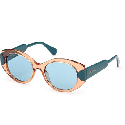 Max & Co. Women's Sunglasses - Shiny Light Brown Acetate Oval Full Rim | MO0108 5145N ,