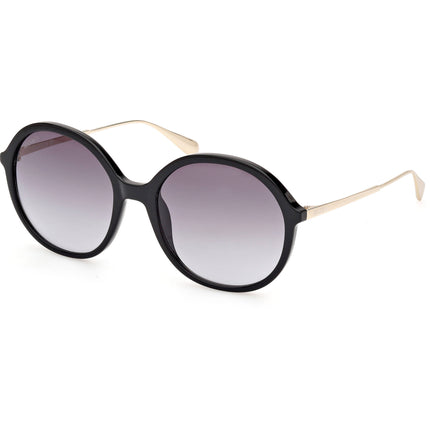 Max & Co. Women's Sunglasses - Shiny Black Plastic Round Full Rim Frame | MO0109 5601B ,