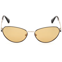 Max & Co. Women's Sunglasses - Shiny Black Metal Oval Full Rim Frame | MO0111 5501E ,
