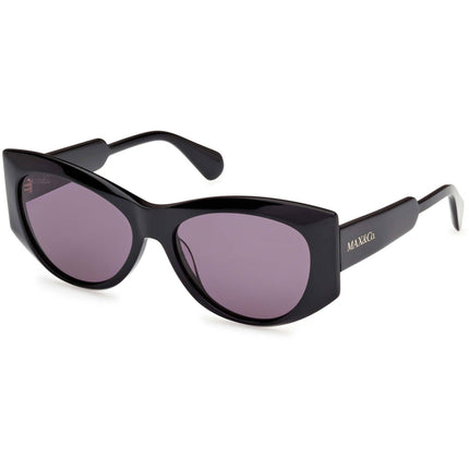 Max & Co. Women's Sunglasses - Shiny Black Acetate Cat Eye Shape Frame | MO0116 5601A ,