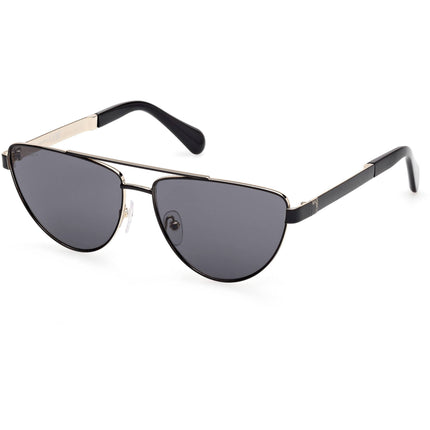 Max & Co. Women's Sunglasses - Shiny Black Metal Aviator Full Rim Frame | MO0129 5701A ,