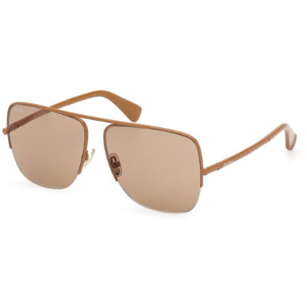 Max Mara Women's Sunglasses - Shiny Light Brown Metal Pilot Full Rim | MM0121 5945E ,