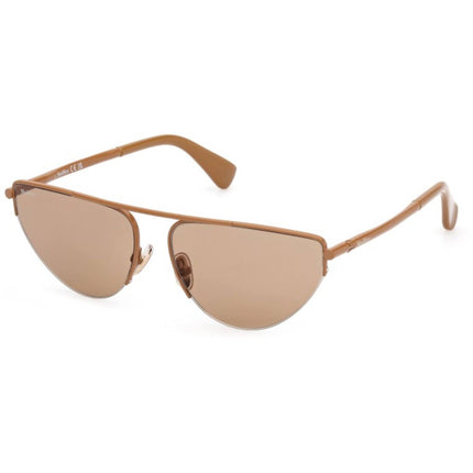 Max Mara Women's Sunglasses - Shiny Light Brown Metal Oval Full Rim | MM0122 5845E ,