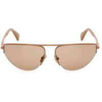 Max Mara Women's Sunglasses - Shiny Light Brown Metal Oval Full Rim | MM0122 5845E ,