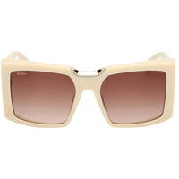Max Mara Women's Sunglasses - Ivory Plastic Square Shape Full Rim Frame | MM0124 5525F ,