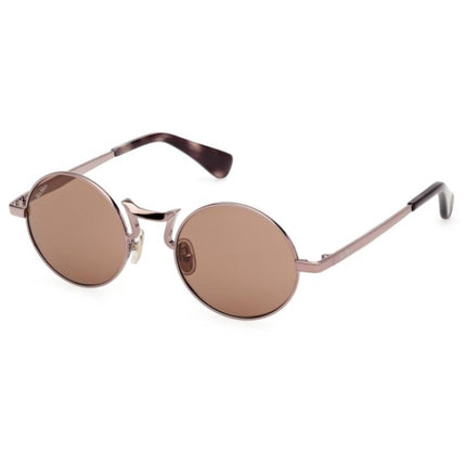 Max Mara Women's Sunglasses - Shiny Dark Bronze Metal Round Full Rim | MM0127 4836E ,