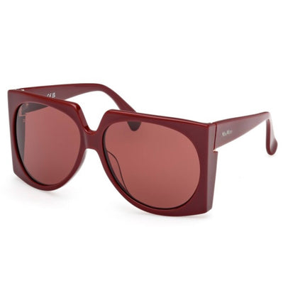 Max Mara Women's Sunglasses - Shiny Bordeaux Plastic Square Full Rim | MM0133 6169S ,