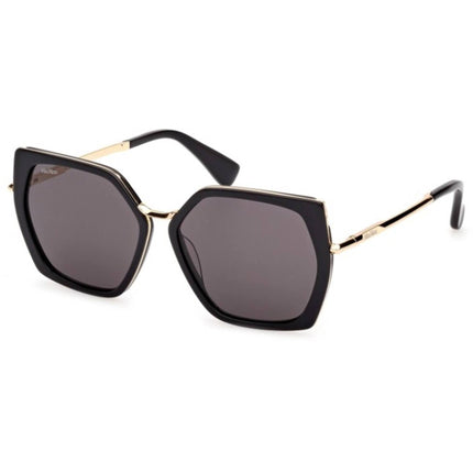 Max Mara Women's Sunglasses - Shiny Black Acetate Butterfly Full Rim | MM0136 5601A ,