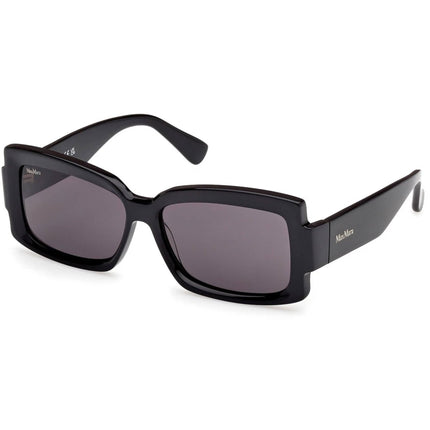 Max Mara Women's Sunglasses - Shiny Black Acetate Rectangular Frame | MM0140 5701A ,