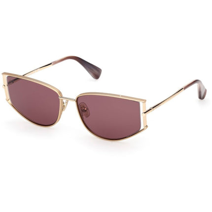 Max Mara Women's Sunglasses - Shiny Pale Gold Metal Oval Full Rim Frame | MM0141 5832Y ,