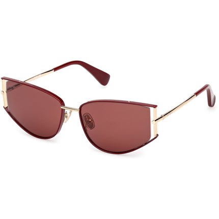 Max Mara Women's Sunglasses - Shiny Bordeaux Metal Oval Full Rim Frame | MM0141 5869S ,
