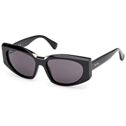 Max Mara Women's Sunglasses - Shiny Black Acetate Oval Full Rim Frame | MM0144 5601A ,
