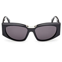 Max Mara Women's Sunglasses - Shiny Black Acetate Oval Full Rim Frame | MM0144 5601A ,