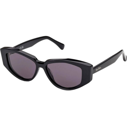 Max Mara Women's Sunglasses - Shiny Black Acetate Oval Full Rim Frame | MM0161 5201A ,