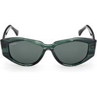 Max Mara Women's Sunglasses - Shiny Dark Green Acetate Oval Full Rim | MM0161 5296N ,
