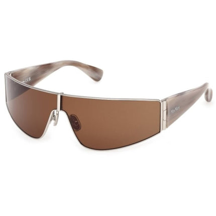Max Mara Women's Sunglasses - Shiny Palladium Metal Shield Full Rim | MM0164 0016E ,