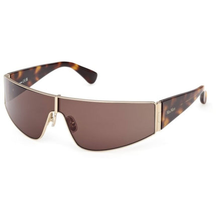 Max Mara Women's Sunglasses - Gold Metal Shield Shape Full Rim Frame | MM0164 0032E ,