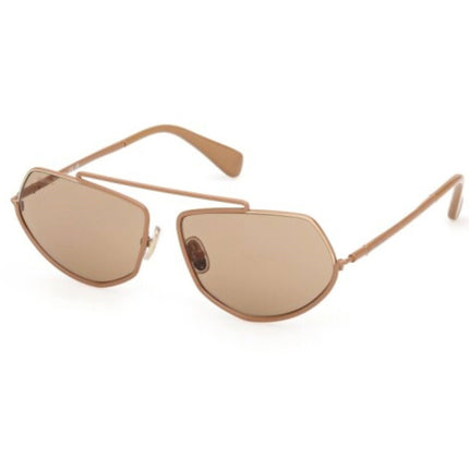 Max Mara Women's Sunglasses - Shiny Light Brown Metal Geometric Frame | MM0165 6045E ,